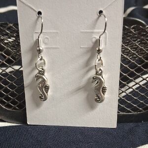 Hand Crafted Silver Seahorse Drop Earrings - Women Jewelry